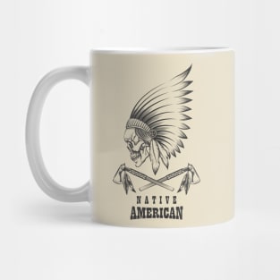 Indian Skull with Tomahawk Emblem Mug